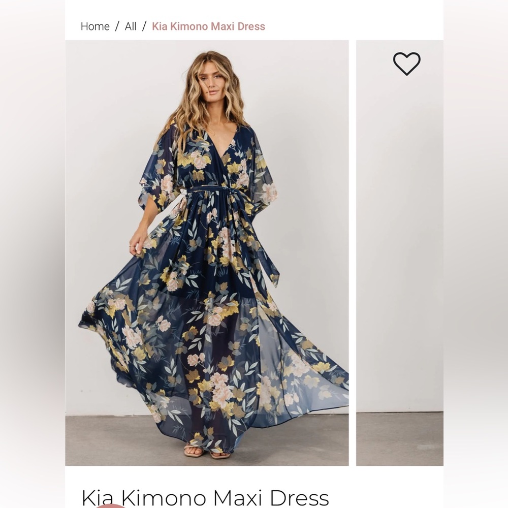 Baltic Born Sheer Navy Floral Kia Kimono Dress